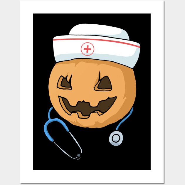 Halloween Nurse Tshirt Squad Pumpkin RN Graduate Night Shift Wall Art by PomegranatePower